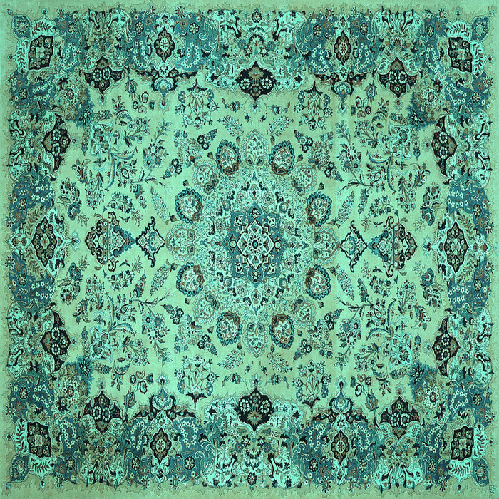 Square Medallion Turquoise Traditional Rug, tr530turq
