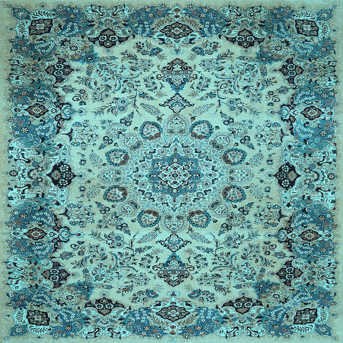 Square Medallion Light Blue Traditional Rug, tr530lblu