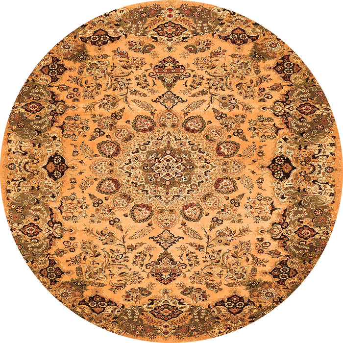 Machine Washable Medallion Orange Traditional Area Rugs, wshtr530org