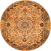 Machine Washable Medallion Orange Traditional Area Rugs, wshtr530org