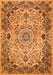 Serging Thickness of Machine Washable Medallion Orange Traditional Area Rugs, wshtr530org