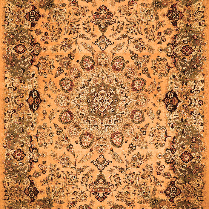 Serging Thickness of Machine Washable Medallion Orange Traditional Area Rugs, wshtr530org