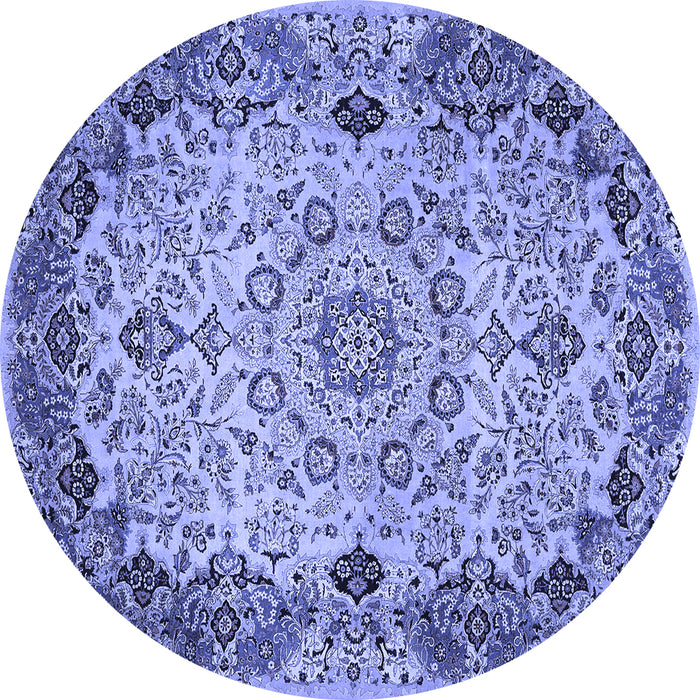 Round Medallion Blue Traditional Rug, tr530blu