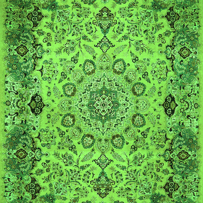 Serging Thickness of Machine Washable Medallion Green Traditional Area Rugs, wshtr530grn