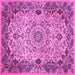 Square Machine Washable Medallion Pink Traditional Rug, wshtr530pnk