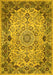 Machine Washable Medallion Yellow Traditional Rug, wshtr530yw