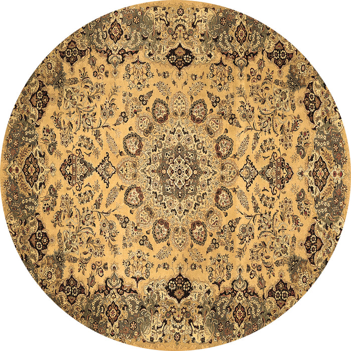 Round Medallion Brown Traditional Rug, tr530brn