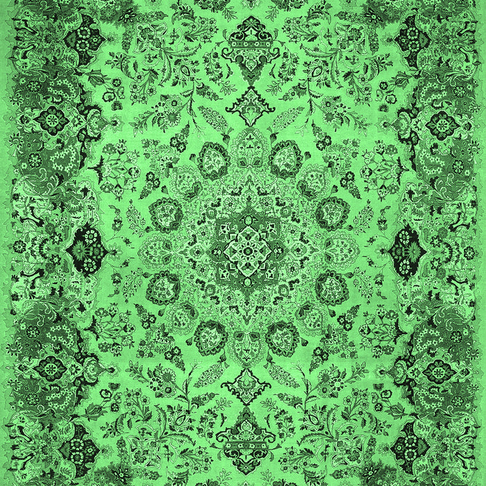 Machine Washable Medallion Emerald Green Traditional Area Rugs, wshtr530emgrn