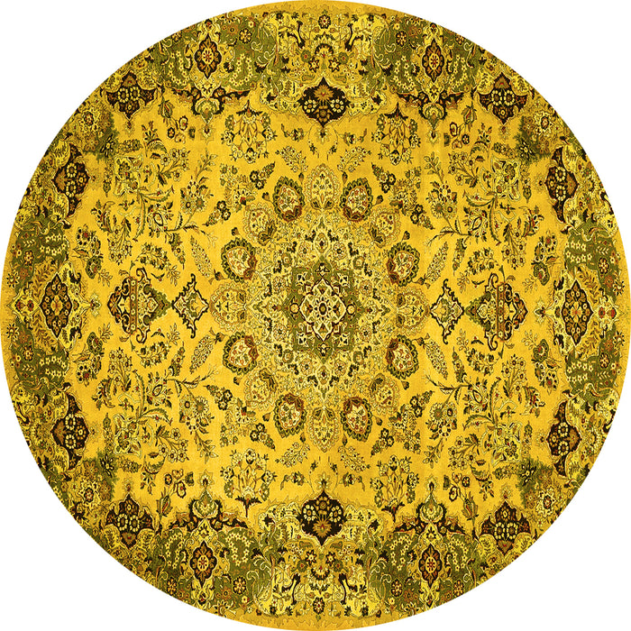 Round Medallion Yellow Traditional Rug, tr530yw