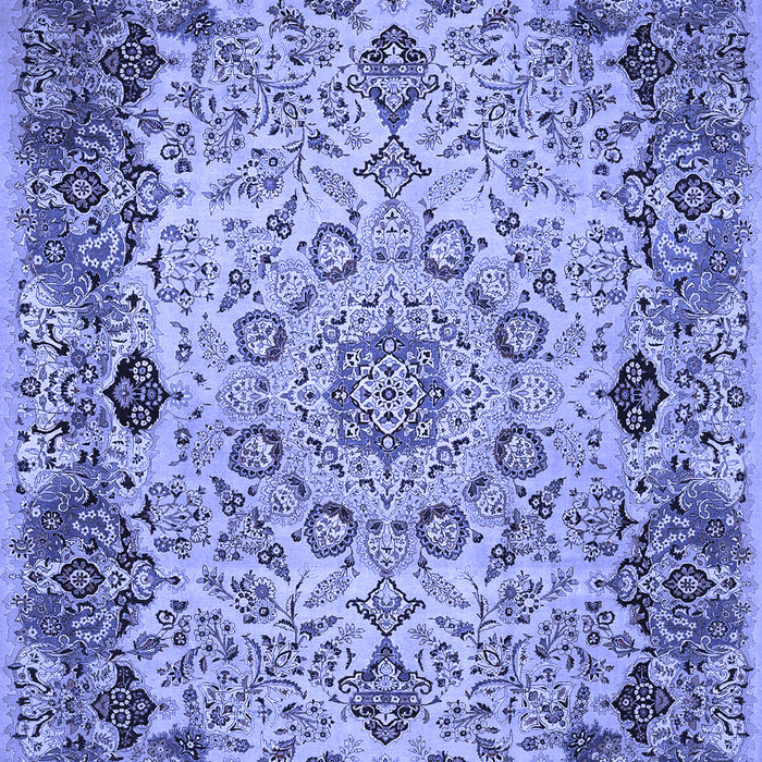Machine Washable Medallion Blue Traditional Rug, wshtr530blu