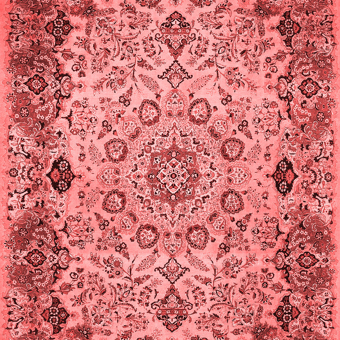 Machine Washable Medallion Red Traditional Rug, wshtr530red