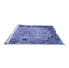 Sideview of Machine Washable Medallion Blue Traditional Rug, wshtr530blu