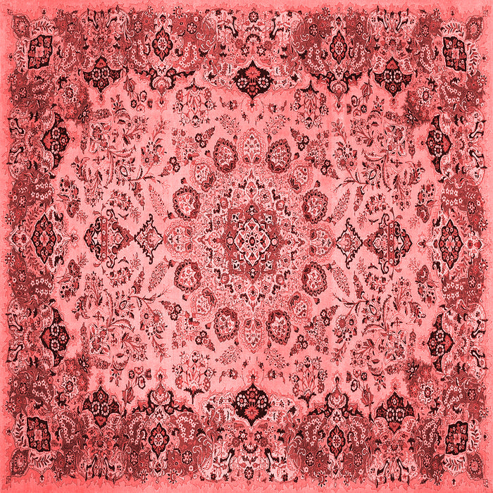 Machine Washable Medallion Red Traditional Rug, wshtr530red