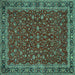 Square Persian Turquoise Traditional Rug, tr531turq