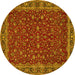 Round Machine Washable Persian Yellow Traditional Rug, wshtr531yw