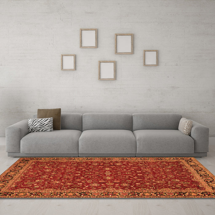 Machine Washable Persian Orange Traditional Area Rugs in a Living Room, wshtr531org