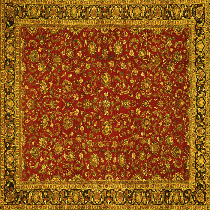 Square Machine Washable Persian Yellow Traditional Rug, wshtr531yw
