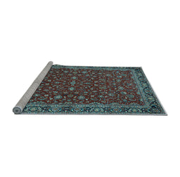 Sideview of Machine Washable Persian Light Blue Traditional Rug, wshtr531lblu