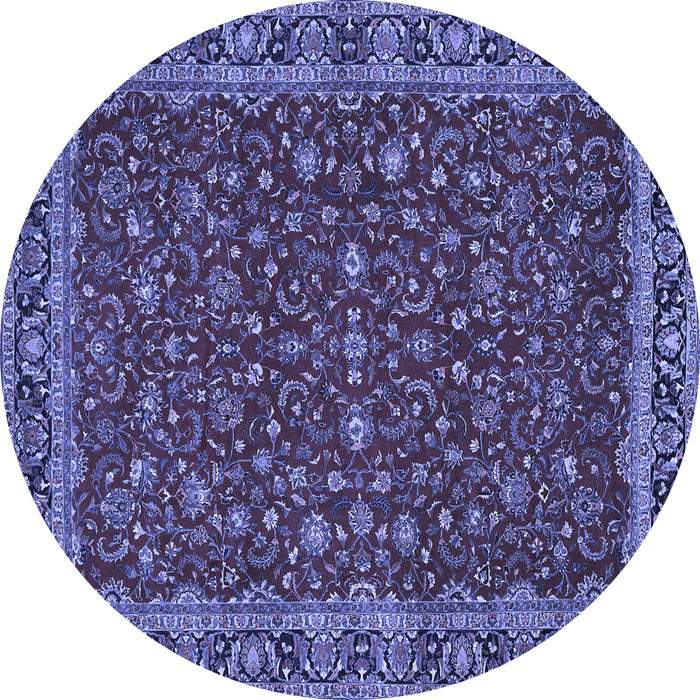 Round Machine Washable Persian Blue Traditional Rug, wshtr531blu