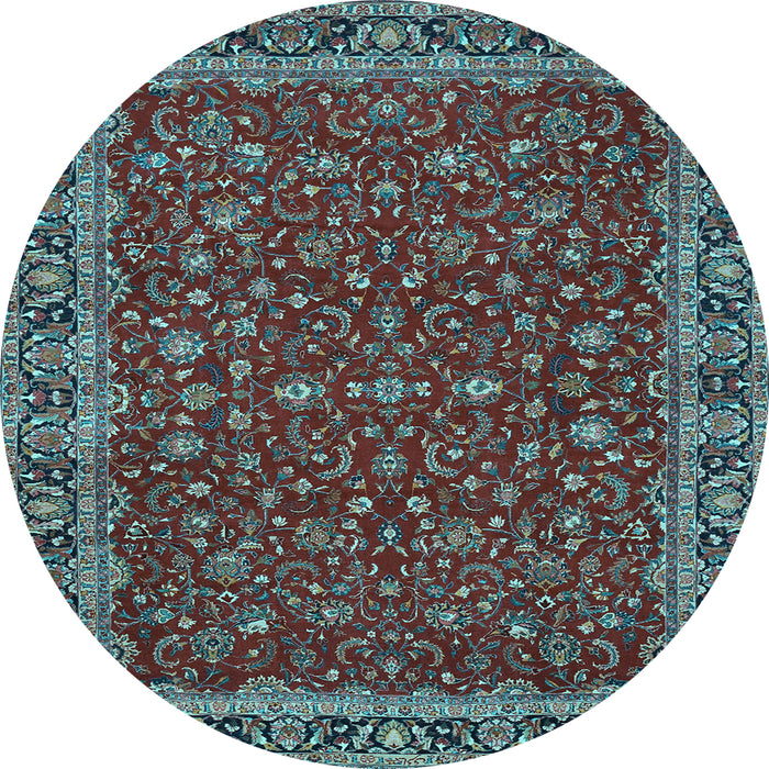 Round Machine Washable Persian Light Blue Traditional Rug, wshtr531lblu