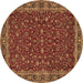 Round Persian Brown Traditional Rug, tr531brn