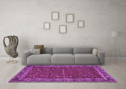 Machine Washable Persian Purple Traditional Area Rugs in a Living Room, wshtr531pur