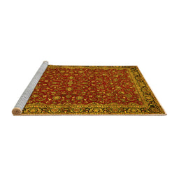 Sideview of Machine Washable Persian Yellow Traditional Rug, wshtr531yw