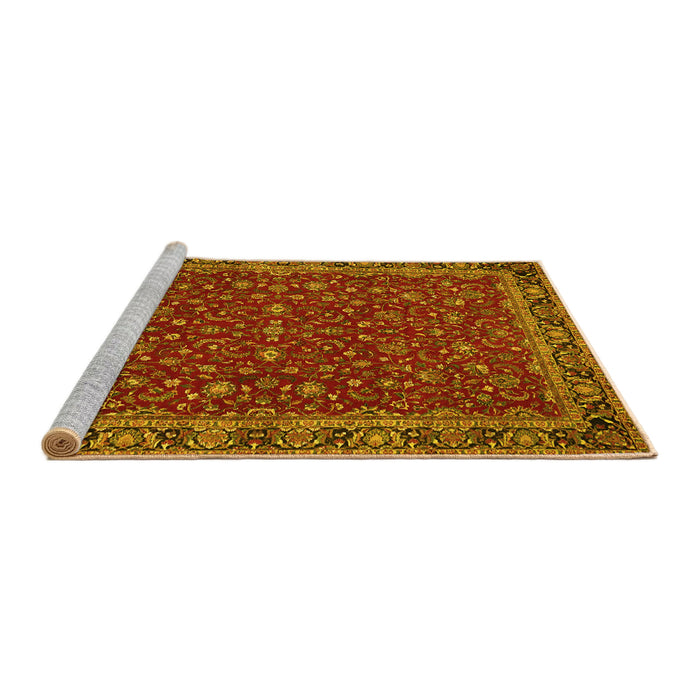 Sideview of Machine Washable Persian Yellow Traditional Rug, wshtr531yw