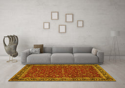 Machine Washable Persian Yellow Traditional Rug in a Living Room, wshtr531yw