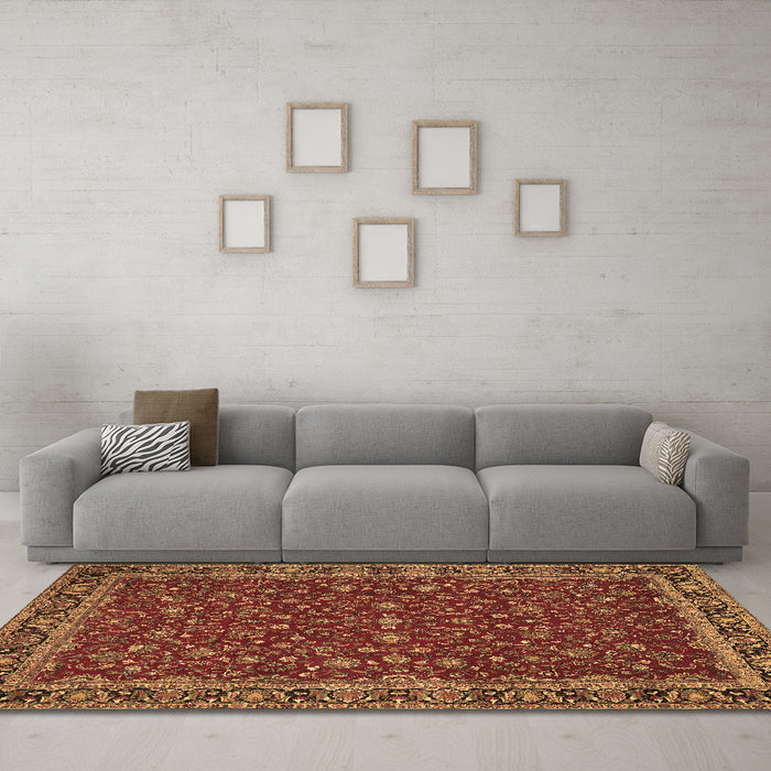 Machine Washable Persian Brown Traditional Rug in a Living Room,, wshtr531brn