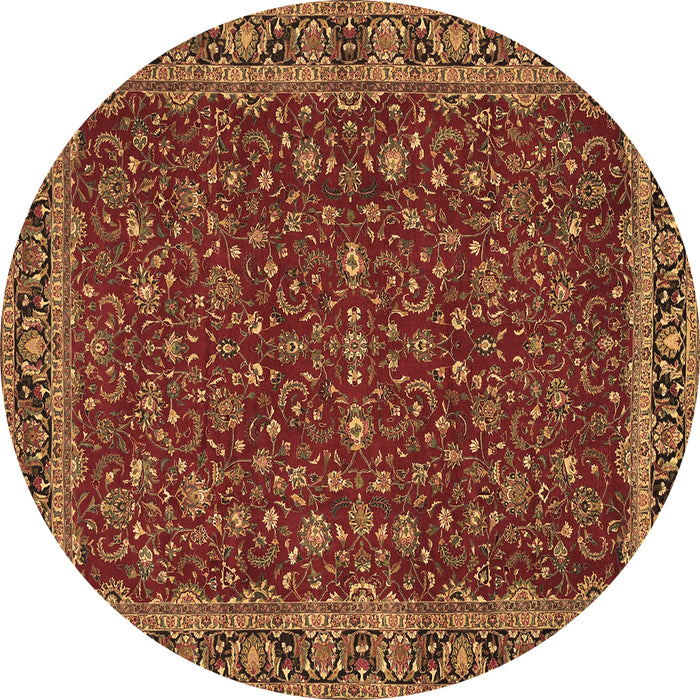 Round Machine Washable Persian Brown Traditional Rug, wshtr531brn