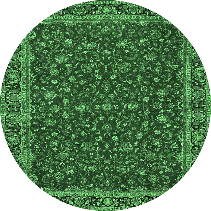 Round Persian Emerald Green Traditional Rug, tr531emgrn