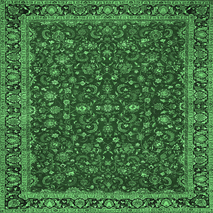 Square Persian Emerald Green Traditional Rug, tr531emgrn