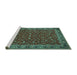 Sideview of Machine Washable Persian Turquoise Traditional Area Rugs, wshtr531turq