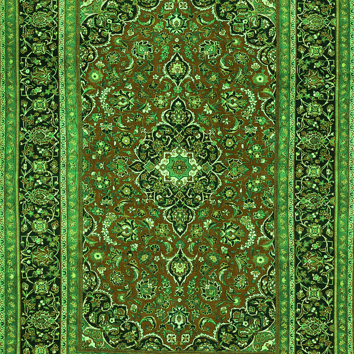 Serging Thickness of Machine Washable Persian Green Traditional Area Rugs, wshtr532grn