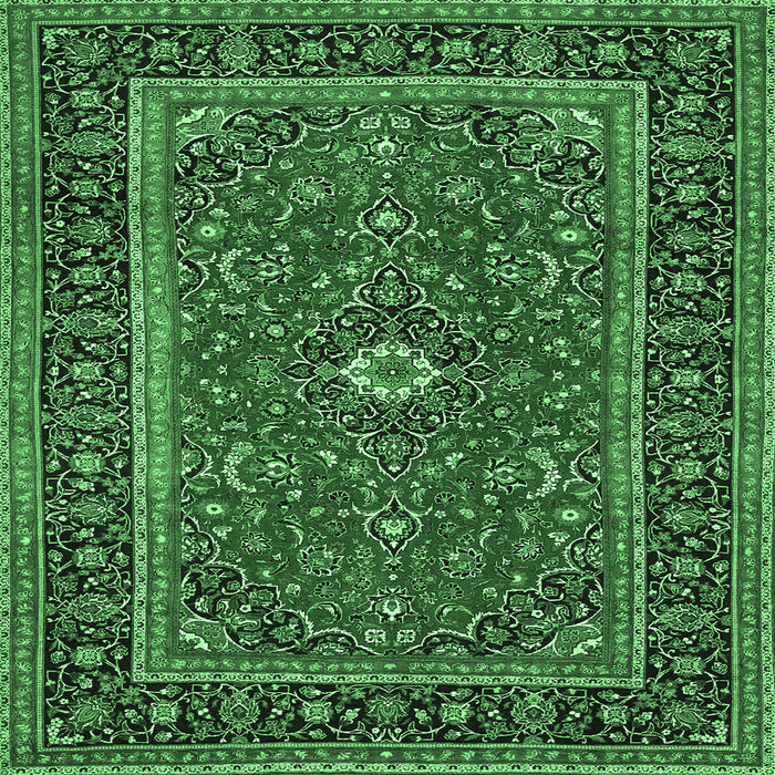Square Persian Emerald Green Traditional Rug, tr532emgrn