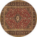 Round Persian Brown Traditional Rug, tr532brn