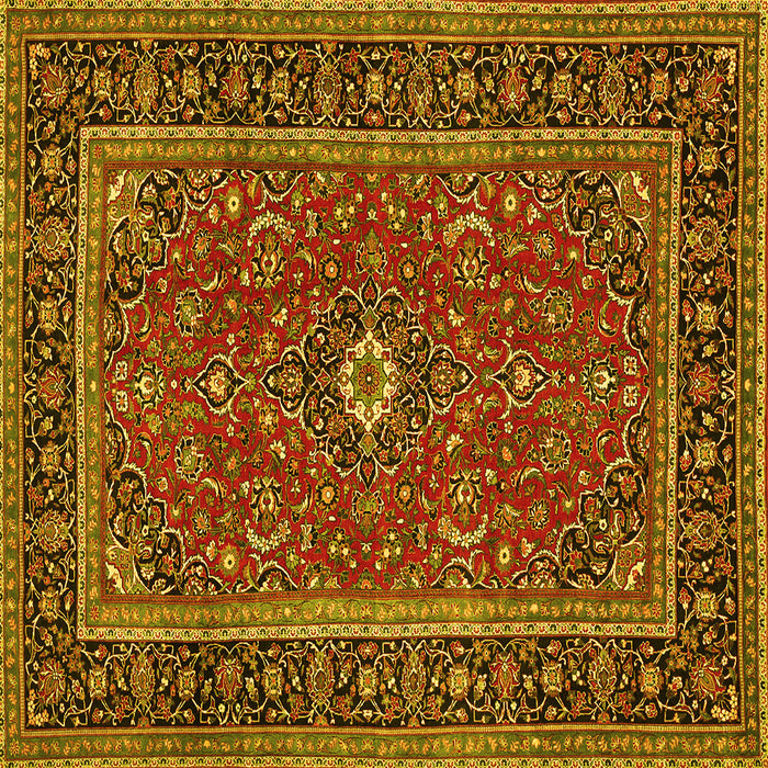 Square Machine Washable Persian Yellow Traditional Rug, wshtr532yw