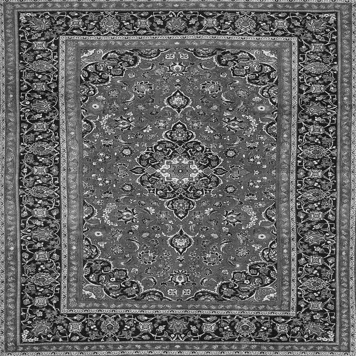 Round Machine Washable Persian Gray Traditional Rug, wshtr532gry