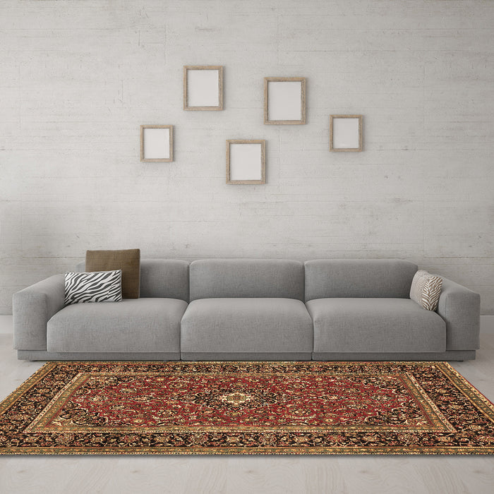 Machine Washable Persian Brown Traditional Rug in a Living Room,, wshtr532brn