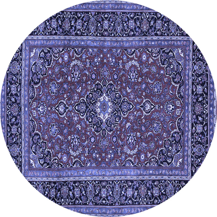 Round Machine Washable Persian Blue Traditional Rug, wshtr532blu