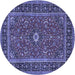 Round Machine Washable Persian Blue Traditional Rug, wshtr532blu