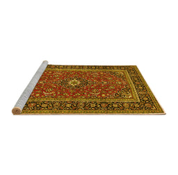 Sideview of Machine Washable Persian Yellow Traditional Rug, wshtr532yw