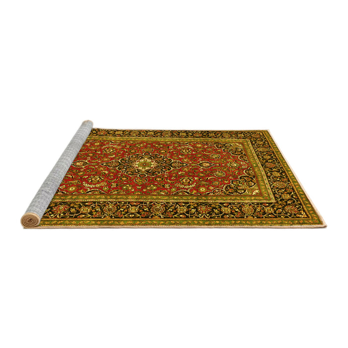 Sideview of Machine Washable Persian Yellow Traditional Rug, wshtr532yw