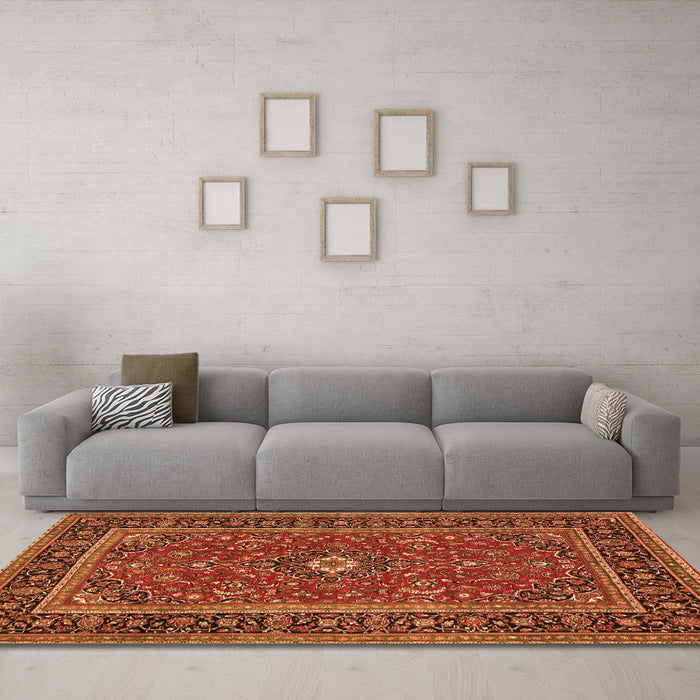 Machine Washable Persian Orange Traditional Area Rugs in a Living Room, wshtr532org