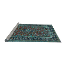 Sideview of Machine Washable Persian Light Blue Traditional Rug, wshtr532lblu