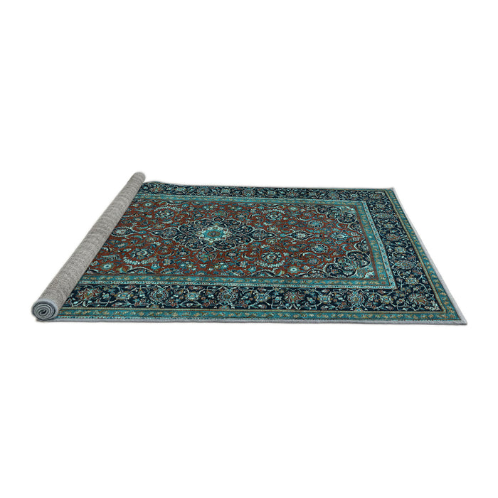 Sideview of Machine Washable Persian Light Blue Traditional Rug, wshtr532lblu