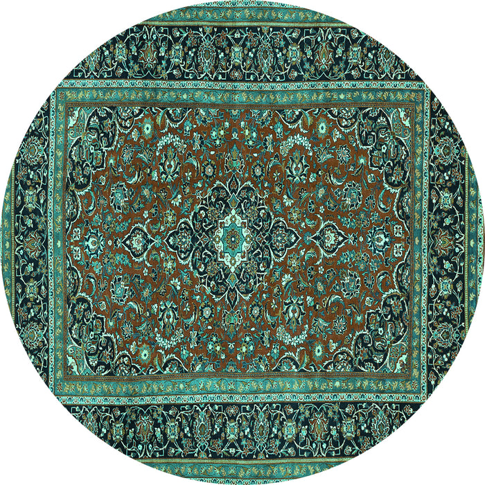 Round Persian Turquoise Traditional Rug, tr532turq