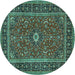 Round Persian Turquoise Traditional Rug, tr532turq