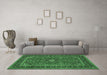 Machine Washable Persian Emerald Green Traditional Area Rugs in a Living Room,, wshtr532emgrn